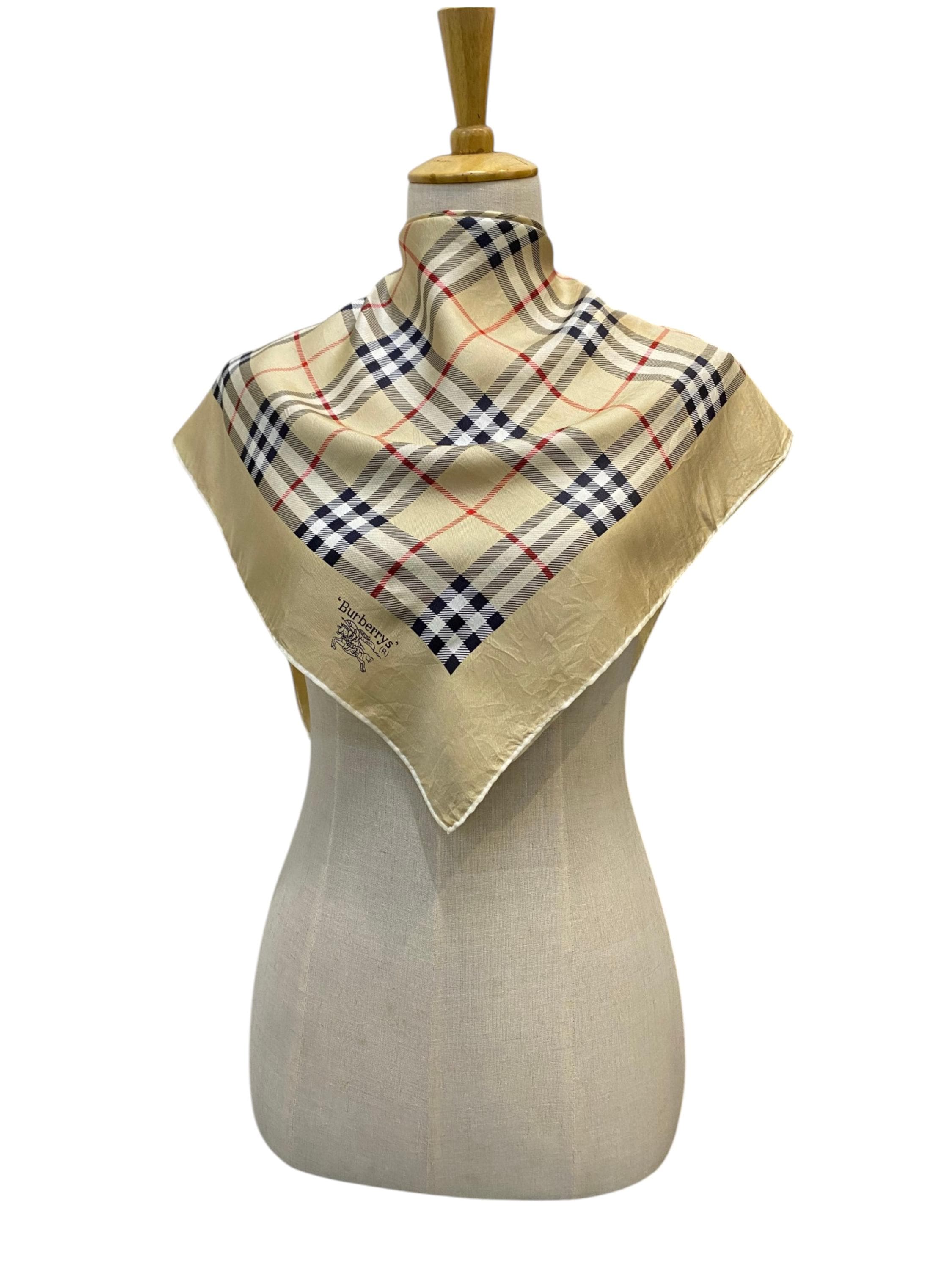 Burberrys バーバリーズ ヴィンテージ シルクストール イタリア製 Vintage Burberry Silk Scarf, Twill Silk Scarf, Vintage Silk