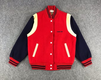 Vintage Hang Ten Wool Jacket Medium Size Hang Ten Letterman Jacket Vintage Letterman Jacket Red Wool Jacket Vintage Wool Jacket