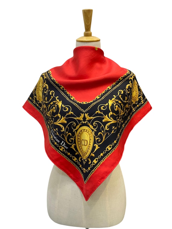 Vintage Dior Silk Scarf, Twill Silk Scarf, Vintage Silk Muffler, Vintage Neck Scarf, Vintage Neck Accessories, Vintage Silk Scarf