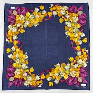 NWT Vintage Christian Dior Handkerchief Retro Cotton Handkerchief Colorful Vintage Hanky Vintage Floral Handkerchief Headscarf Bandana