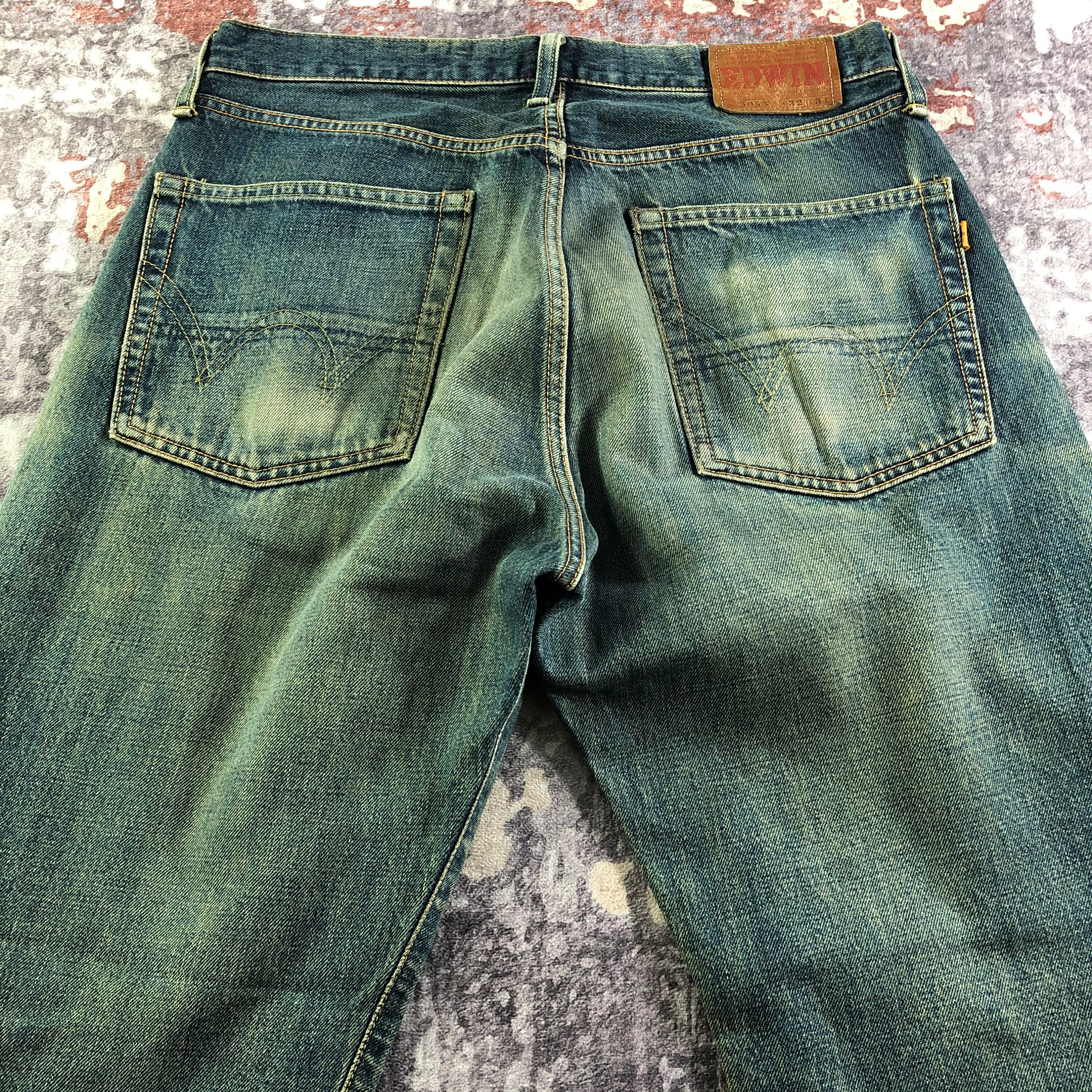 Vintage Distress Edwin 505X Selvedge Jeans 33x31, Vintage Vintage Distress Edwin 505X Selvedge Jeans 33x31, Vintage