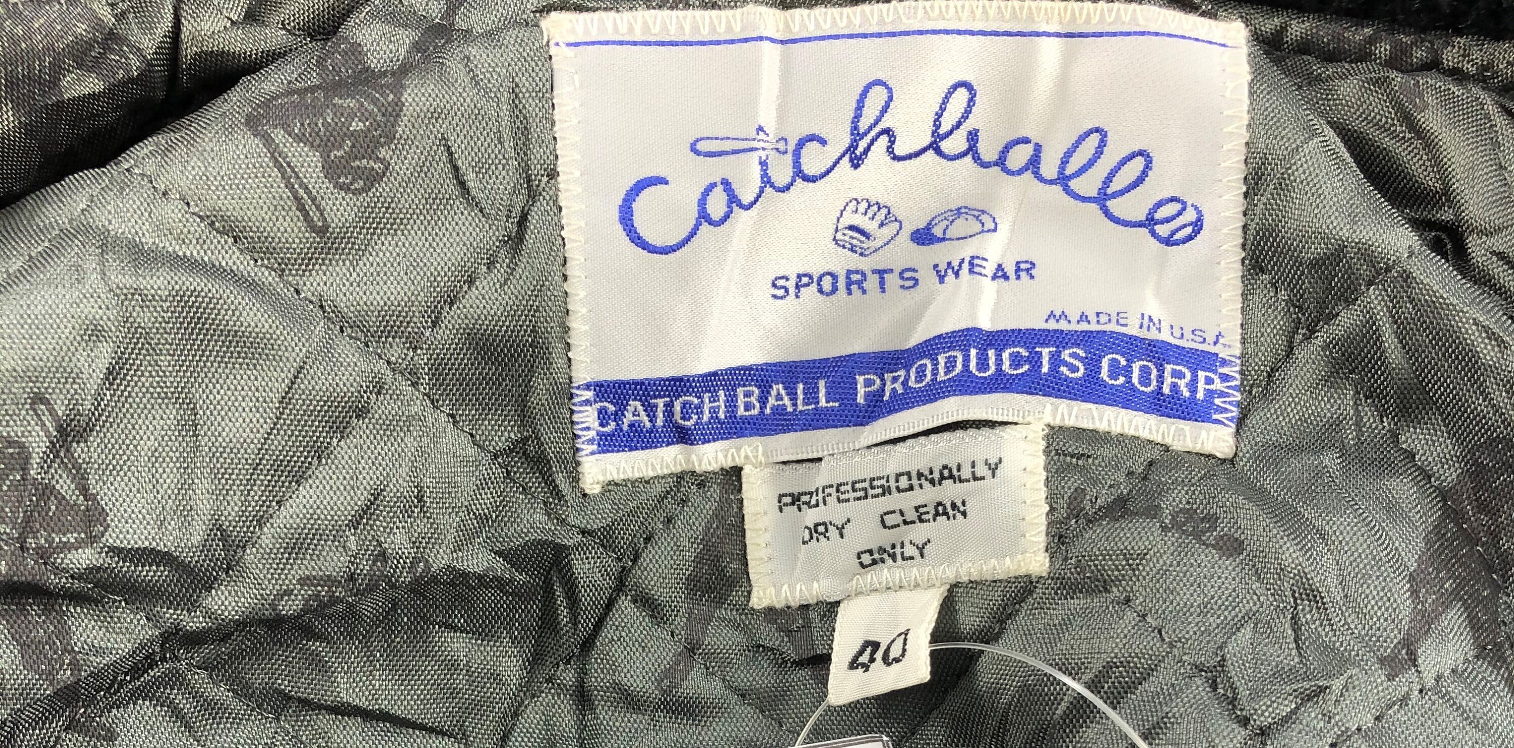Vintage Catch Hallo Baseball Varsity Jacket Medium Size Black 