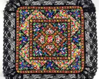 Vintage Lake Alster Handkerchief Retro Cotton Handkerchief Colorful Vintage Hanky Vintage Floral Handkerchief Headscarf Bandana