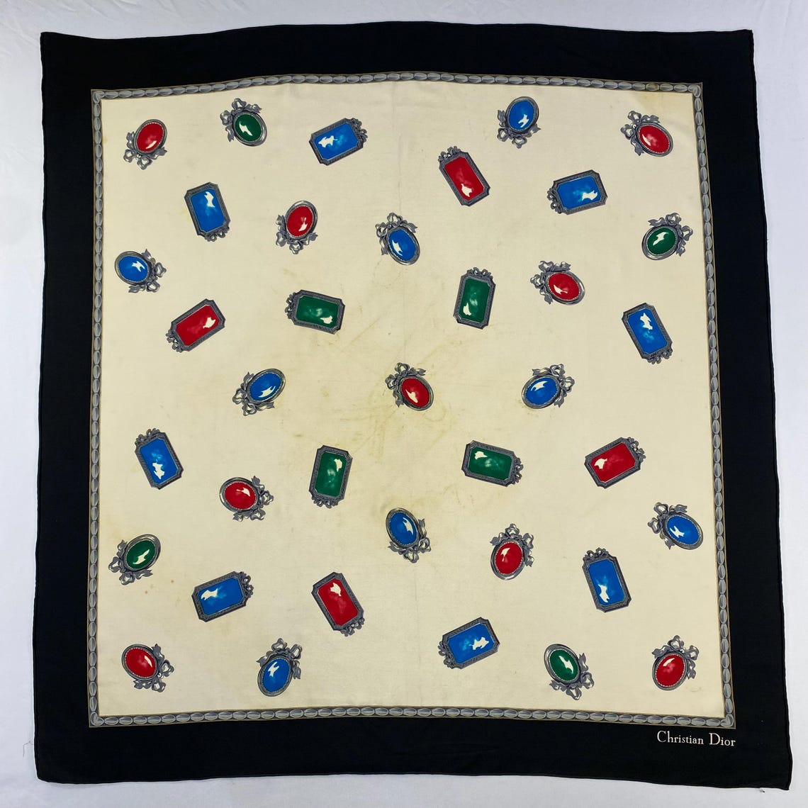 Vintage Dior Silk Scarf, Twill Silk Scarf, Vintage Silk Muffler, Vintage Neck Scarf, Vintage Neck Accessories, Vintage Silk Scarf, foto 2 di 5