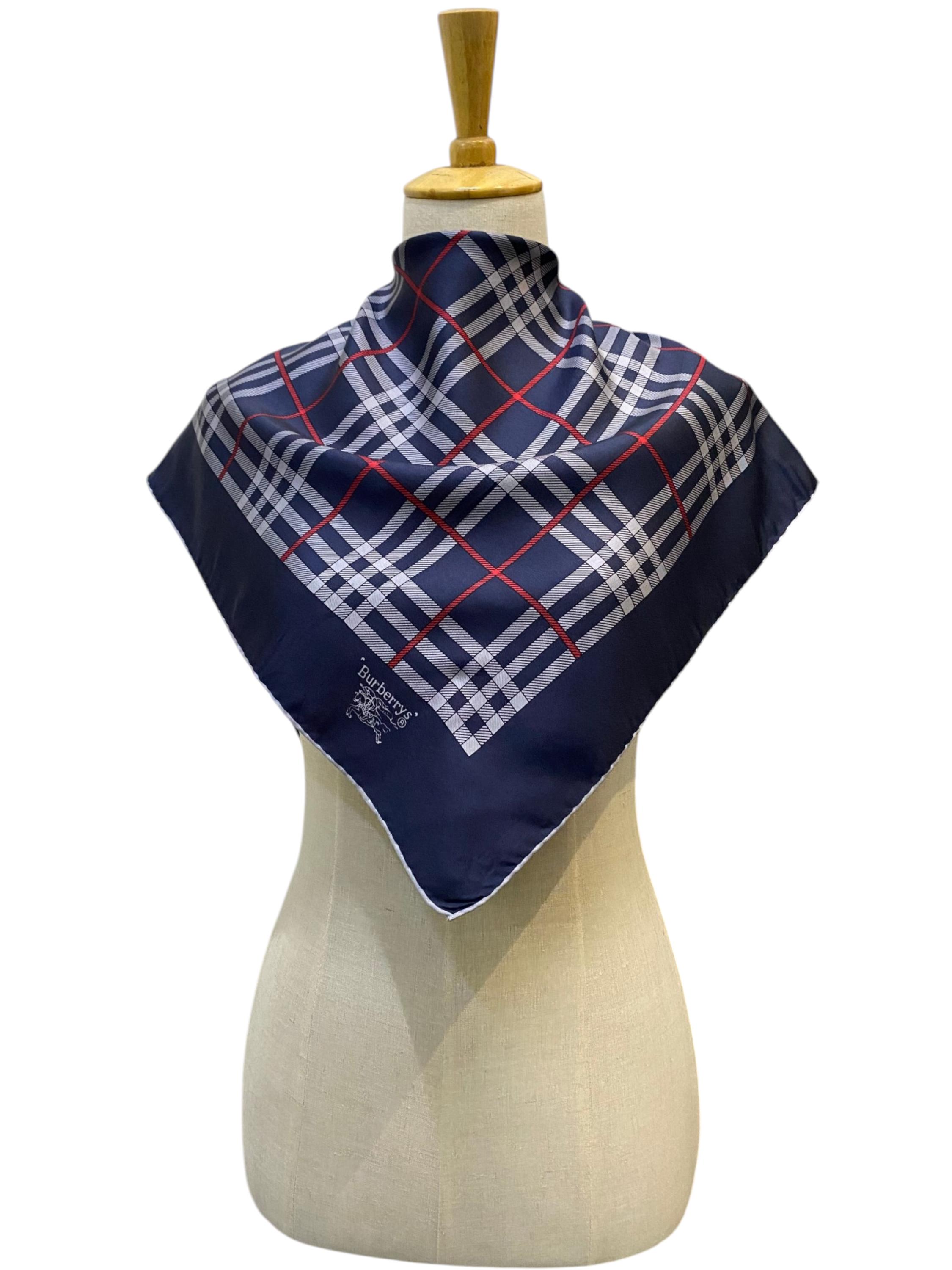 Vintage Burberry Silk Scarf, Twill Silk Scarf, Vintage Silk