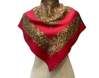 Foulard Carré En Soie Vintage TINO COSMA - Dimensions 66x66 Cm - Bleu - Occasion De Qualité (TBEG)