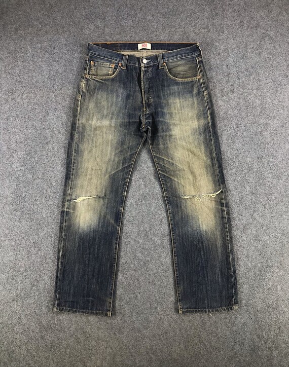 Vintage Rusty Mud Wash Levis 501 Jeans 35x30, Levis H… - Gem