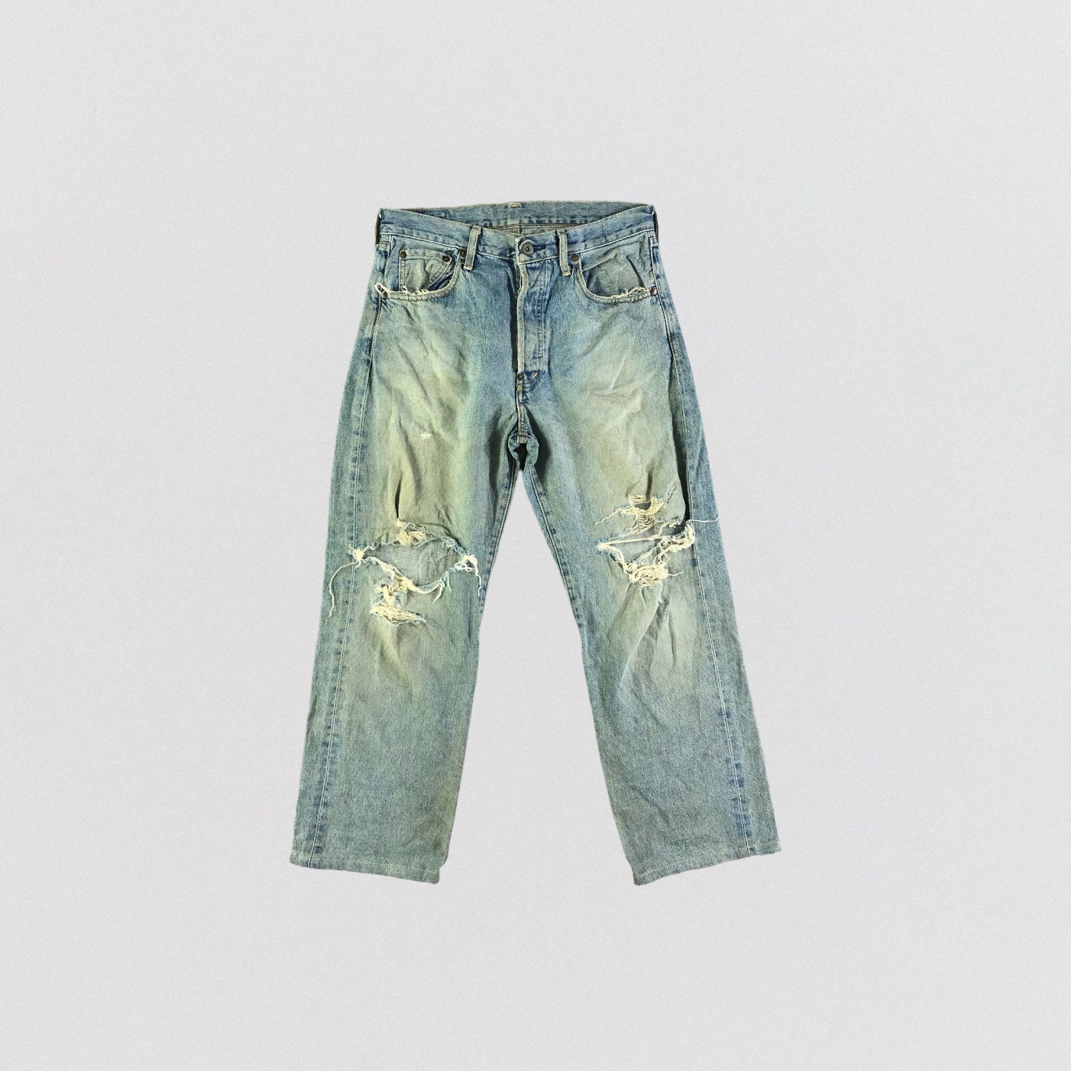 90s Vintage Distress Levis 702 Selvedge Jeans 32x27, Vintage Levis 