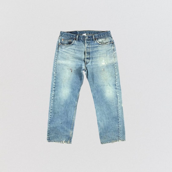 90s Vintage Blue Wash Levis 501 Jeans 37x26, Levi… - image 1
