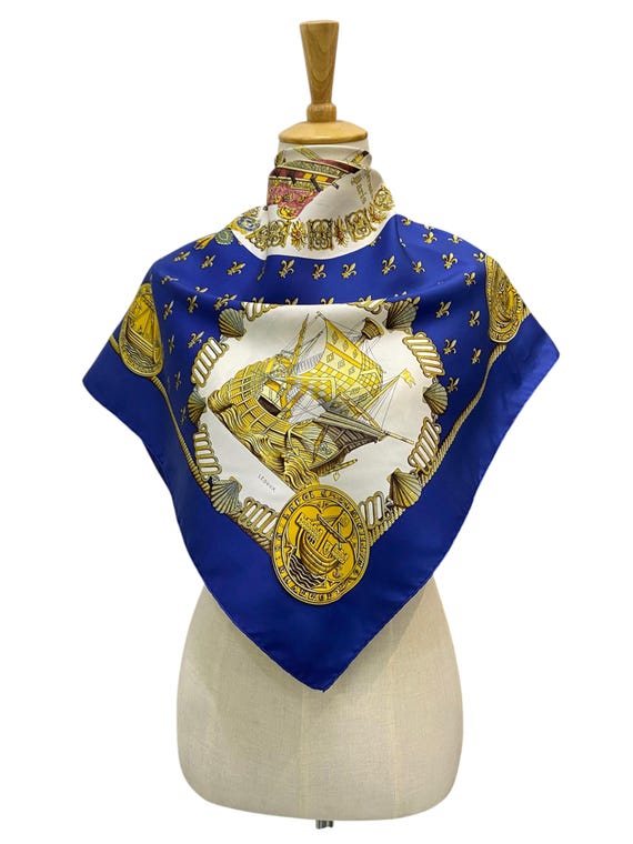 Vintage Hermes Nefs d'Or Silk Scarf Hermes Muffler 34x34 Hermes Silk Scarf Hermes Scarf Hermes Square Scarf