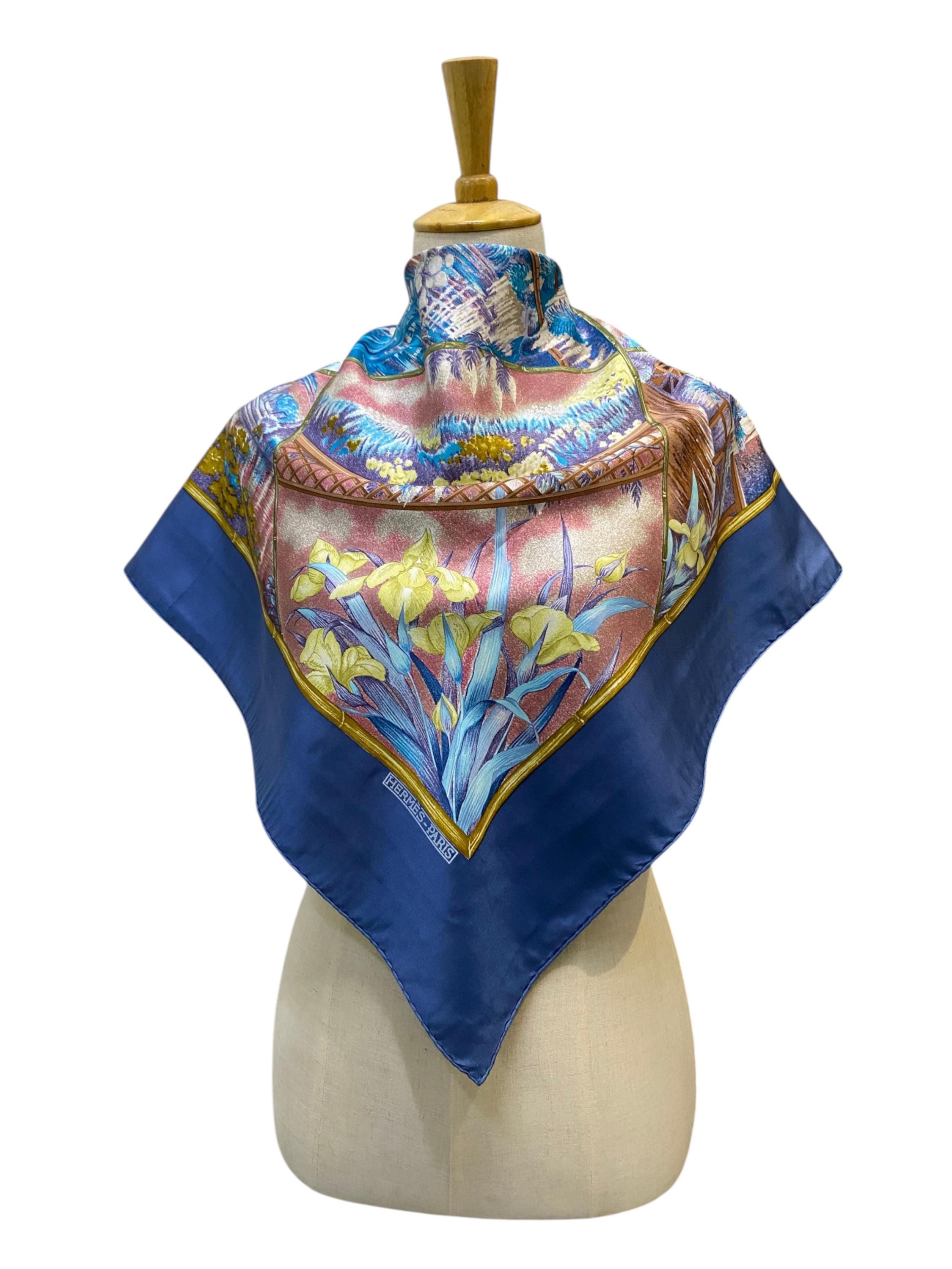Vintage Hermes Giverny Silk Scarf Hermes Muffler 34x34 Hermes Silk