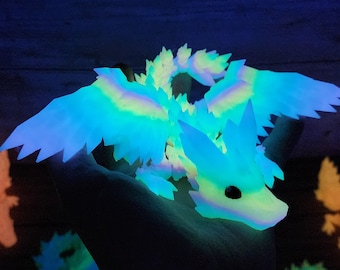 GlowMagic Crystal Wing Baby Dragon -  Glow in the Dark - Optional Colored Eyes - Lots of Beautiful Colors - 3d Printed Fidget - TARIFF FREE