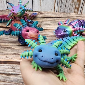 Cute v2 Articulated Axolotl - Regular/Detailed & 80+ Colors -  Flexible Sensory Toy