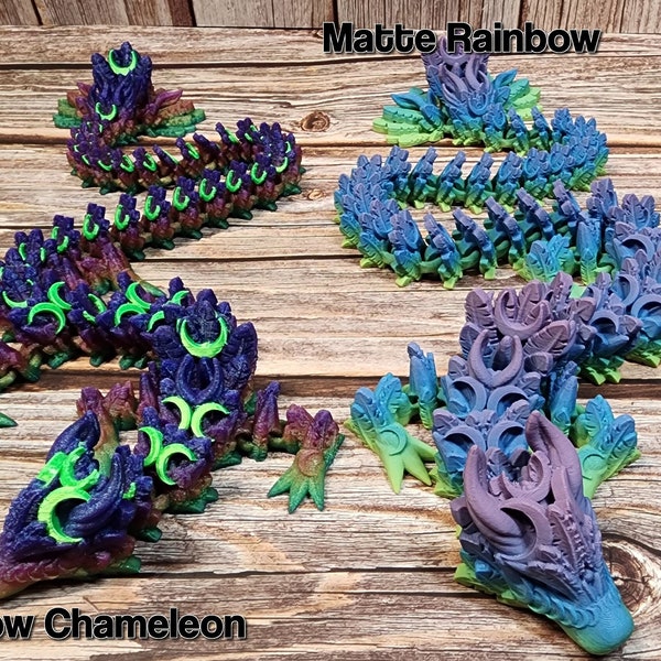Magic Lunar Dragon - 3 sizes/2 styles & 60+ Colors -  Flexible Sensory Toy