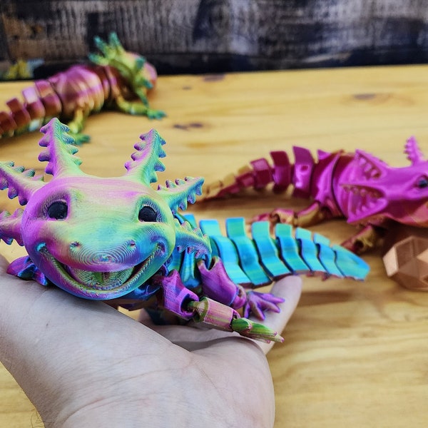 Adorable Articulating Axolotl - Big Smile/Regular & 80+ Colors -  Flexible Sensory Toy