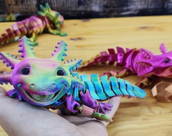Adorable Articulating Axolotl - Big Smile/Regular & 80+ Colors -  Flexible Sensory Toy - TARIFF FREE