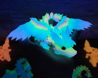 GlowMagic Crystal Wing Baby Dragon -  Glow in the Dark - Optional Colored Eyes - Lots of Beautiful Colors - 3d Printed Sensory Toy