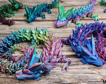 3D Printed Crystal Dragon - Egg Available - 9 sizes & 80+ Magical Colors - Dragon Toy and Decor