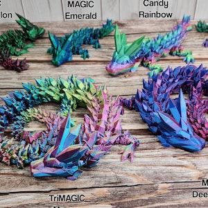 3D Printed Crystal Dragon - Egg Available - 9 sizes & 80+ Magical Colors - Dragon Toy and Decor