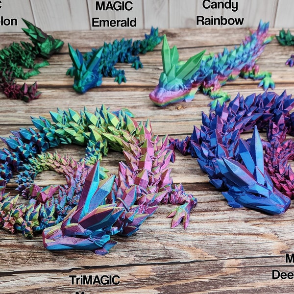 3D Printed Crystal Dragon - Egg Available - 9 sizes & 80+ Magical Colors - Dragon Toy and Decor - TARIFF FREE