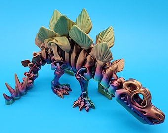 Skeleton Stegosaurus -  4 sizes & lots of colors - 3d printed Articulated Sensory Toy - TARIFF FREE