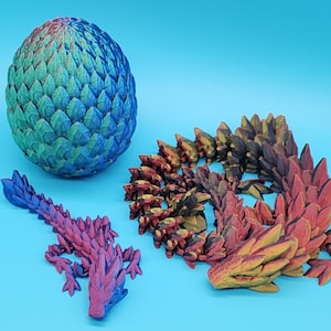 Articulated Gem Dragon - Egg Available - 3d printed - 5 sizes & 60+ Colors