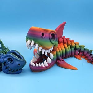 Skeleton Shark -  4 sizes & lots of colors - 3D printed Articulated Sensory Toy
