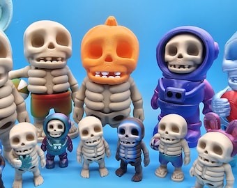 Articulated Skeleton Figure - Easter Head or 7 other designs - Flexible 3d printed - TARIFF FREE