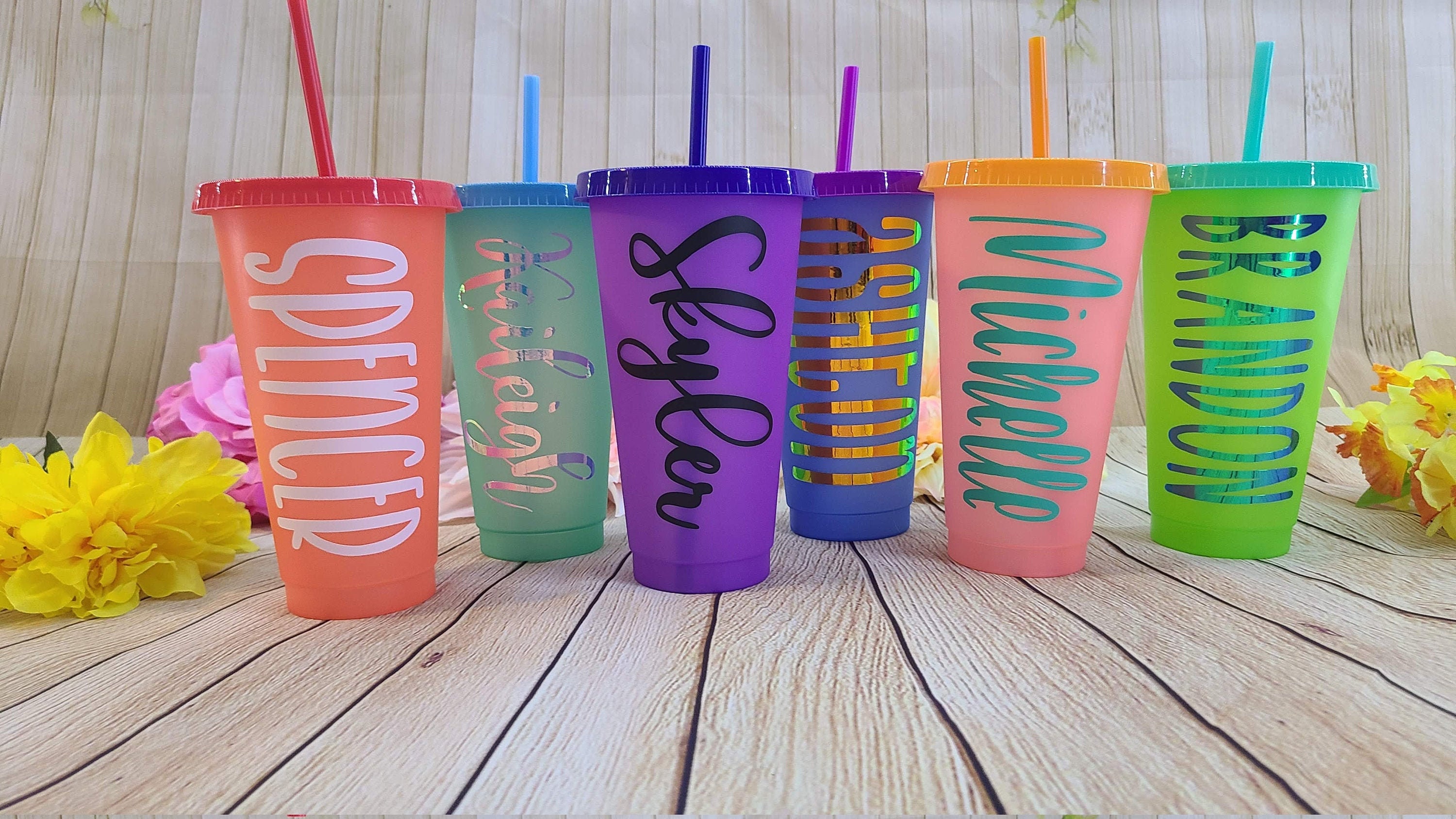 Personalized Color Changing Cups – 24oz  Reusable Customized Tumblers…
