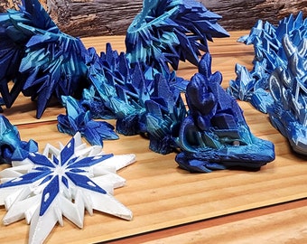 Winter Dragon - Snowflake Tail - Special Editions - 3d printed articulated - TARIFF FREE