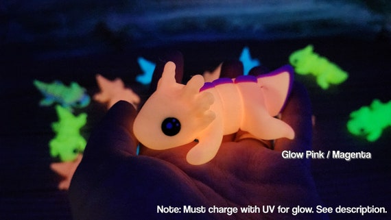 GlowMagic Baby Axolotl - Premium Cute Articulated Axolotl - Glow in the Dark - 3D printed fidget - TARIFF FREE