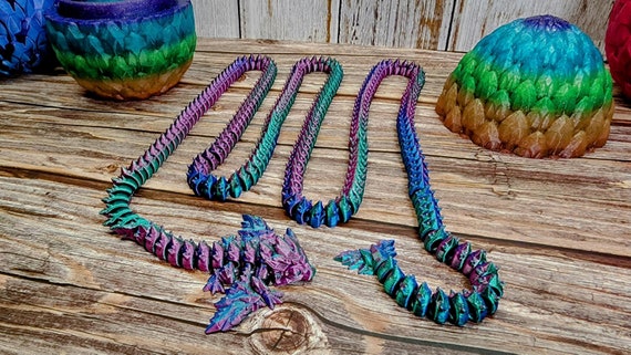 5'3" Tiny Dragon Fidget - Extra Long 3d Printed Dragon - Rope Fidget, Dragon Decor