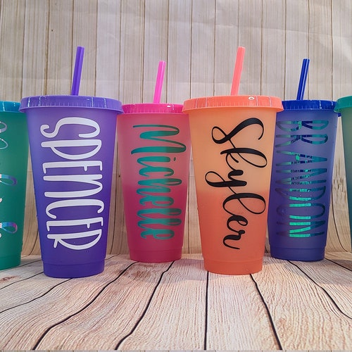 EASEVE 6 Pack Reusable Color Changing Plastic Cup with Lids
