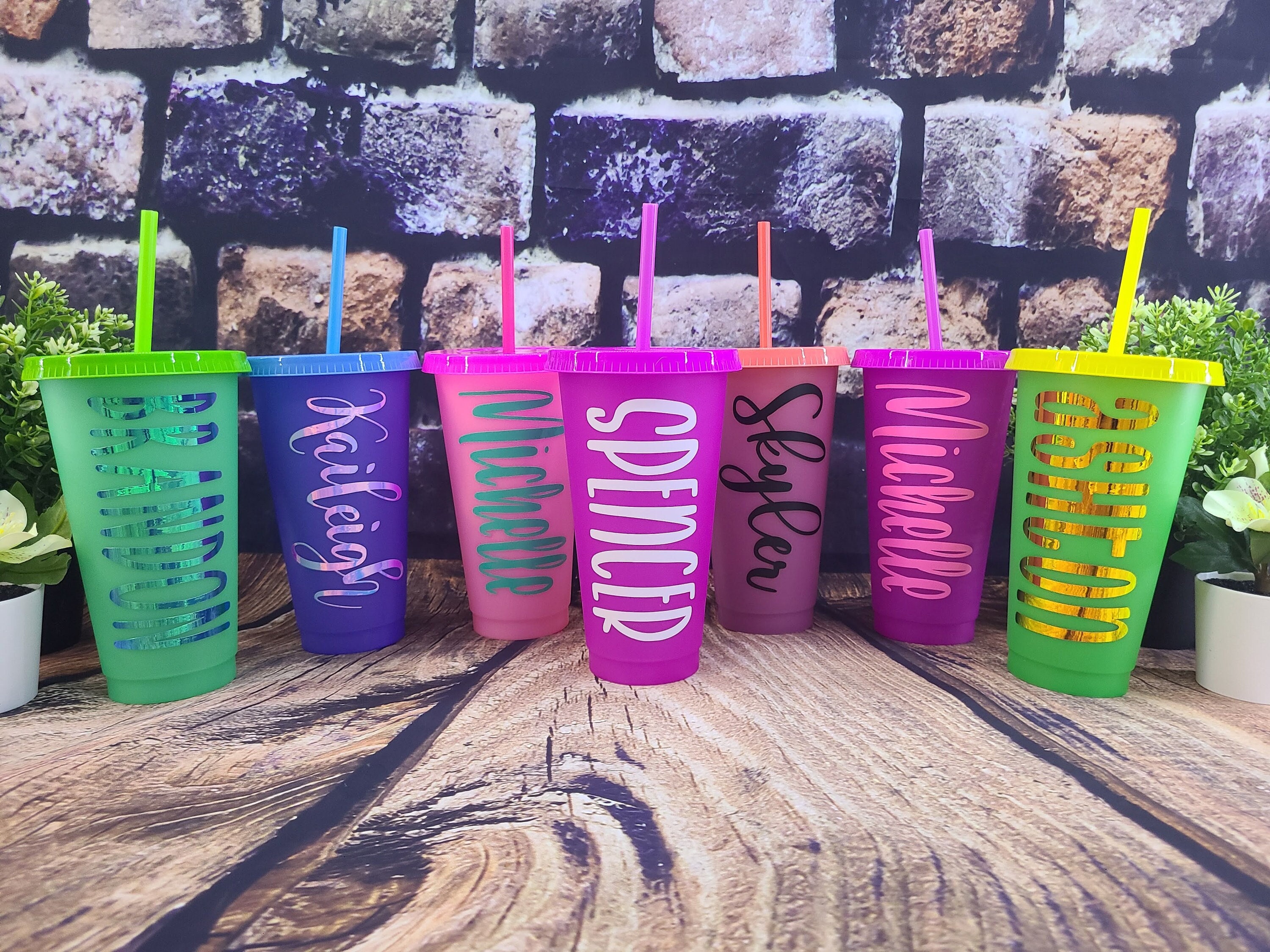 Personalized Color Changing Cups – 24 oz Tumblers – Straw and Lid – R…