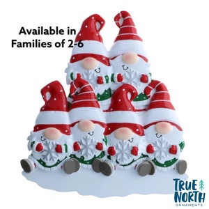 Gnome Family Christmas Ornament ! - Personalize with 2- 6 Names ! Cousins - Siblings - Family - Friends