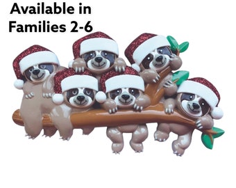 Merry Slothmas ! **Brand new for 2021 !** Sloth Family Christmas Ornament ! - Personalize with 2- 6 Names !