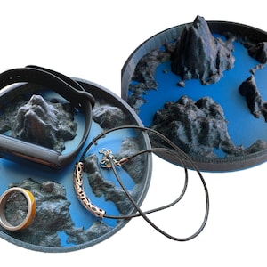 Bergringschaal landschap landschap | Sieradenvak heren, 3D-print liggend bureau opberger, trinketschaal, Apple Watch-houder, cadeau voor mannen