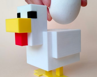 Coquetier poulet Minecraft | Porte-oeufs de Pâques imprimé en 3D, Pelle à oeufs Pixel Art, Accessoires de cuisine décoratifs, Gadgets de service, Décoration de table