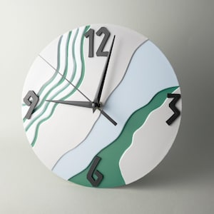 Modern Scandinavian Wall Clock | Nordic style clock with colourful 3D texture for living room/bedroom/minimalist home, abstract wall art