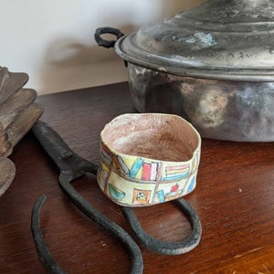 Clay bangle bracelet featuring a hand painted bookcase scene, wearable whimsical clay art image 9