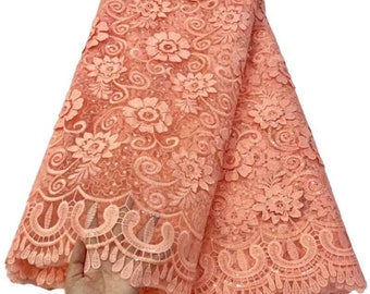 High End Französische Milchseide Tüll Spitze 2023 Hochwertige afrikanische Pailletten Mesh Spitze Stoff für Brautkleid