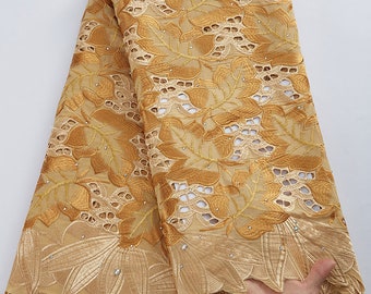 High Quality African Swiss Voile Lace Fabric with Beads & Embroidery for Elegant Wedding and Party Dresses - Nigerian Cotton Lace