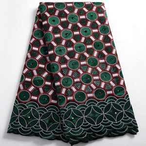 African Dry Cotton Lace Fabric - Sequence Embroidery. Perfect for Ankara African Fabrics for Weddings & Evening Dresses. Unique and Elegant