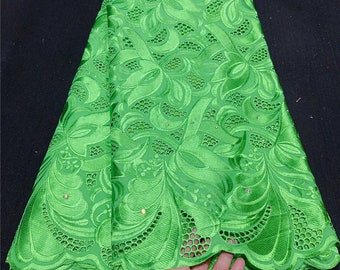High Quality African Swiss Voile Embroidered Lace Fabric for Wedding Dresses - 100% Dry Cotton Lace Fabric with Lace Trim