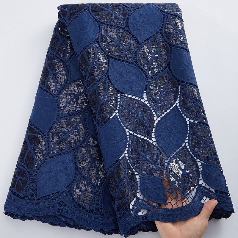 Black Beaded Guipure Lace Vaeda
