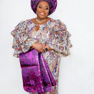 High Quality African French Flocking Velvet Lace Fabric with Sequins Embroidery - 5 Yards - Nigerian Lace Material for Sewing