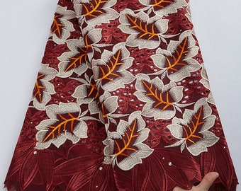 Swiss Voile Lace with African Touch - Beaded Nigerian Cotton Fabric for Chic Wedding & Party Attire