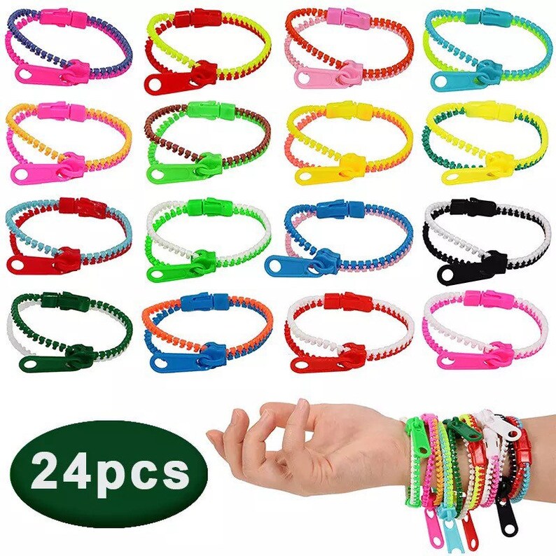 24 pieces zipper bands fidget toys anti stress relaxing adhd Etsy