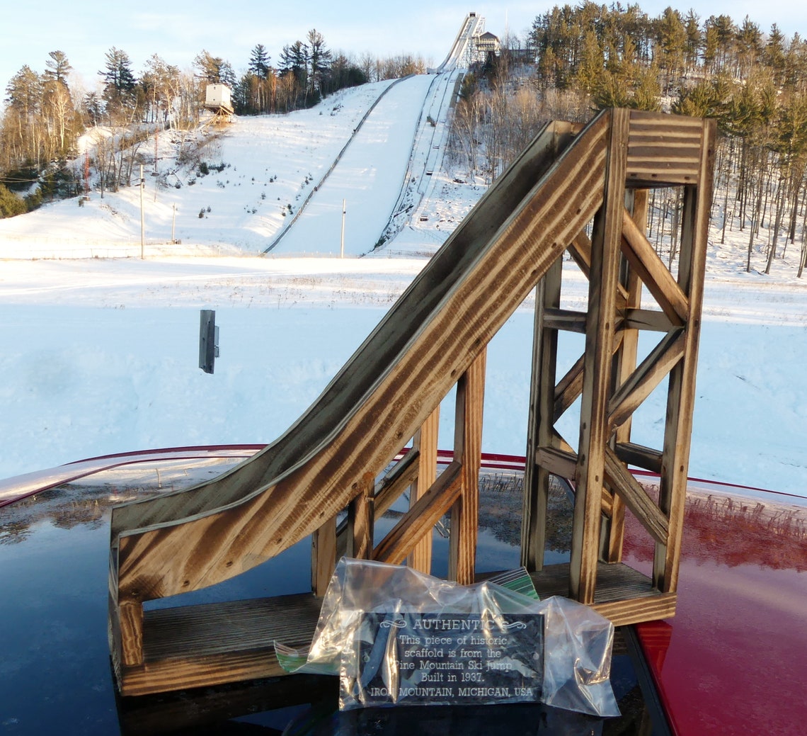 Pine Mountain Ski Jump Model Handmade Historic Wood Old Etsy