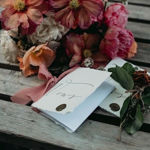 Vow Booklets | Watercolour Paper | Wax Stamp | Chiffon Ribbon